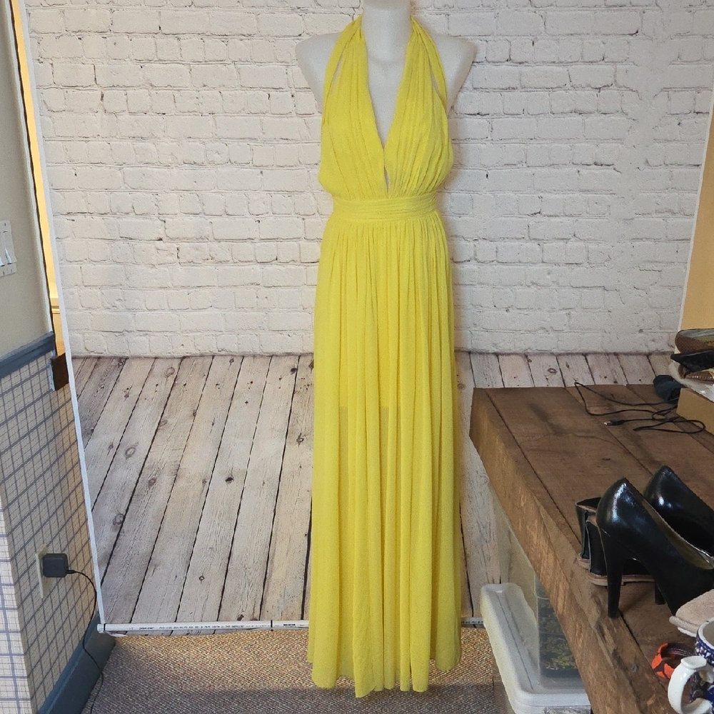Free People Sunny Yellow Backless Maxi Dress